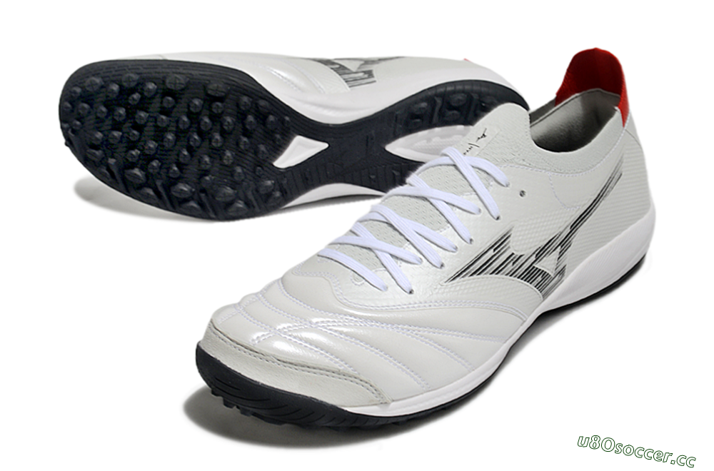 Men's Mizuno Morelia Neo Sala M8 TF Artificial Turf Low-Tops Football Shoes - Beige/Black/Red 3