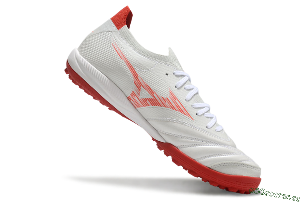 Men's Mizuno Morelia Neo Sala M8 TF Artificial Turf Low-Tops Football Shoes - Beige/Red/White 4