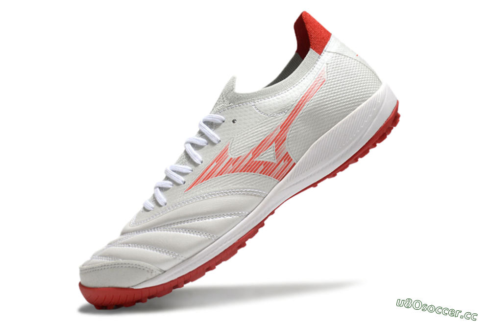 Men's Mizuno Morelia Neo Sala M8 TF Artificial Turf Low-Tops Football Shoes - Beige/Red/White 5