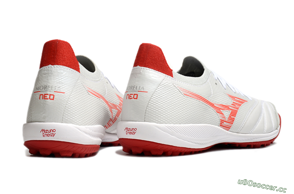 Men's Mizuno Morelia Neo Sala M8 TF Artificial Turf Low-Tops Football Shoes - Beige/Red/White 6