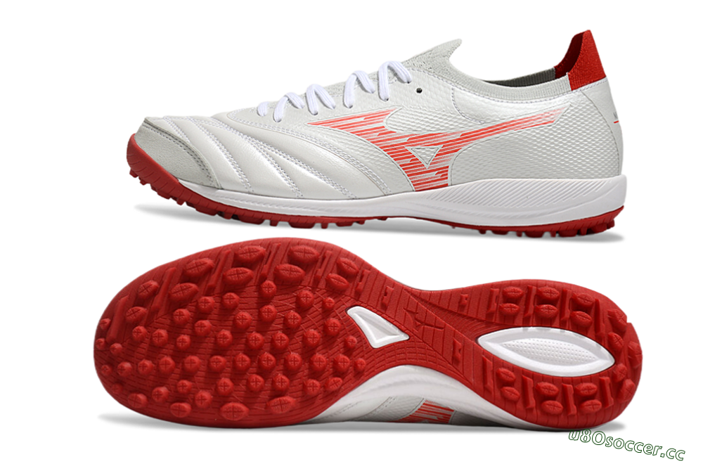 Men's Mizuno Morelia Neo Sala M8 TF Artificial Turf Low-Tops Football Shoes - Beige/Red/White 1