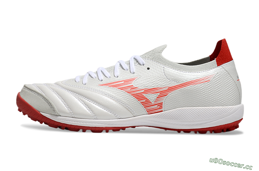 Men's Mizuno Morelia Neo Sala M8 TF Artificial Turf Low-Tops Football Shoes - Beige/Red/White 0