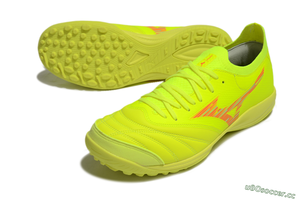 Men's Mizuno Morelia Neo Sala M8 TF Artificial Turf Low-Tops Football Shoes - Yellow/Red 3