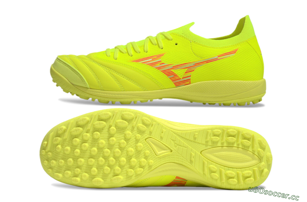 Men's Mizuno Morelia Neo Sala M8 TF Artificial Turf Low-Tops Football Shoes - Yellow/Red 1