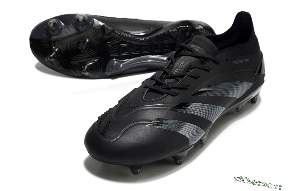 Men's Adidas Predator 24 Elite SG Soft Ground Low-Tops Football Boots - Black/Silver 3