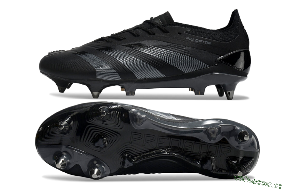 Men's Adidas Predator 24 Elite SG Soft Ground Low-Tops Football Boots - Black/Silver 1