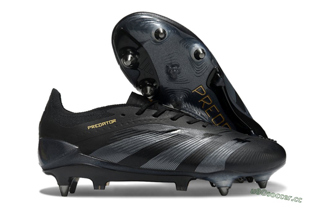 Men's Adidas Predator 24 Elite SG Soft Ground Low-Tops Football Boots - Black/Silver/Gold 1