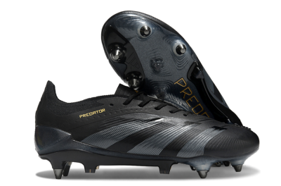 Men's Adidas Predator 24 Elite SG Soft Ground Low-Tops Football Boots - Black/Silver/Gold