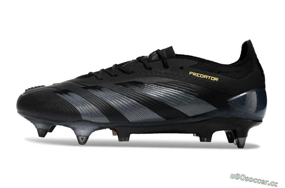 Men's Adidas Predator 24 Elite SG Soft Ground Low-Tops Football Boots - Black/Silver/Gold 2