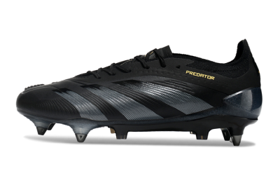 Men's Adidas Predator 24 Elite SG Soft Ground Low-Tops Football Boots - Black/Silver/Gold