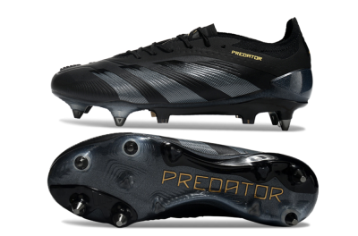 Men's Adidas Predator 24 Elite SG Soft Ground Low-Tops Football Boots - Black/Silver/Gold