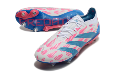 Men's Adidas Predator 24 Elite SG Soft Ground Low-Tops Football Boots - White/Pink/Blue