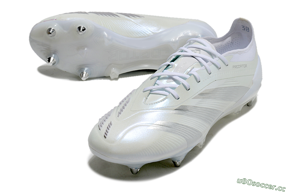 Men's Adidas Predator 24 Elite SG Soft Ground Low-Tops Football Boots - Beige/White/Silver 3
