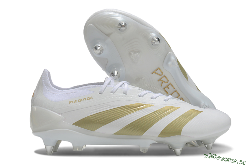 Men's Adidas Predator 24 Elite SG Soft Ground Low-Tops Football Boots - Beige/White/Gold 2