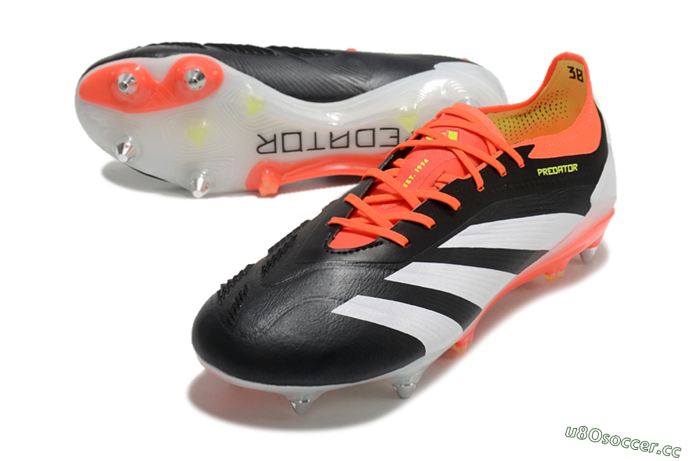 Men's Adidas Predator 24 Elite SG Soft Ground Low-Tops Football Boots - Black/White/Red 3