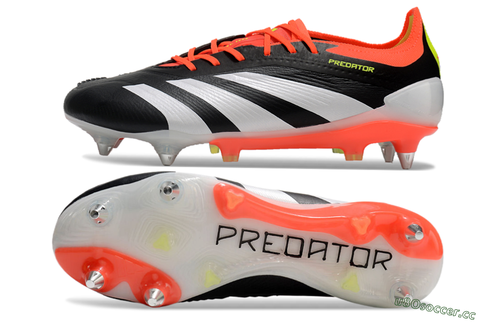 Men's Adidas Predator 24 Elite SG Soft Ground Low-Tops Football Boots - Black/White/Red 1
