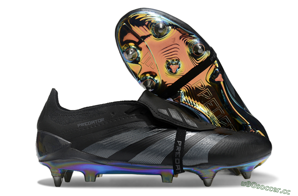 Men's Adidas Predator Elite Foldover Tongue SG Soft Ground Low-Tops Football Boots - Black/Silver/Gold 2