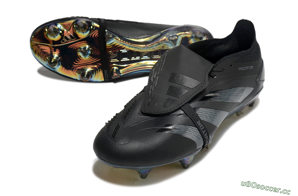 Men's Adidas Predator Elite Foldover Tongue SG Soft Ground Low-Tops Football Boots - Black/Silver/Gold 3