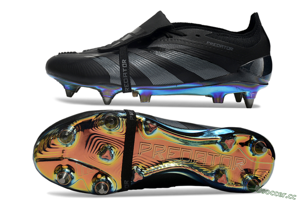 Men's Adidas Predator Elite Foldover Tongue SG Soft Ground Low-Tops Football Boots - Black/Silver/Gold 1