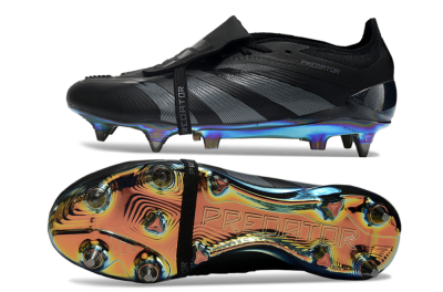 Men's Adidas Predator Elite Foldover Tongue SG Soft Ground Low-Tops Football Boots - Black/Silver/Gold