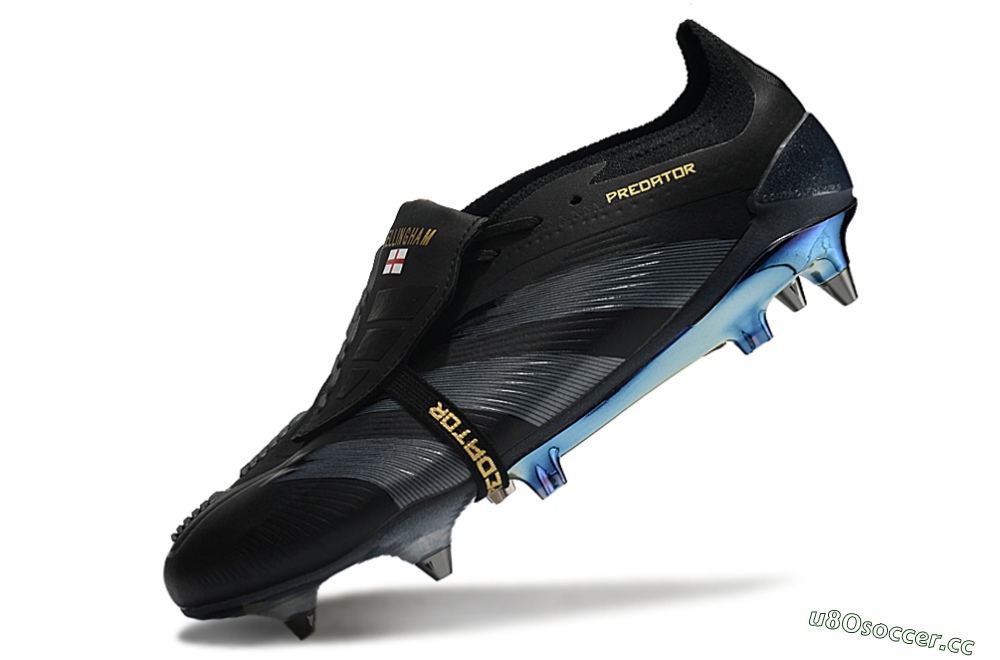 Men's Adidas Predator Elite Foldover Tongue SG Soft Ground Low-Tops Football Boots - Black/Silver/Gold 5