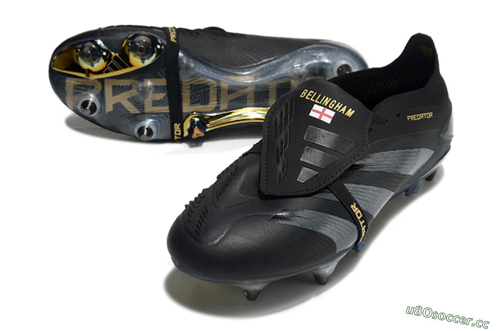 Men's Adidas Predator Elite Foldover Tongue SG Soft Ground Low-Tops Football Boots - Black/Silver/Gold 3