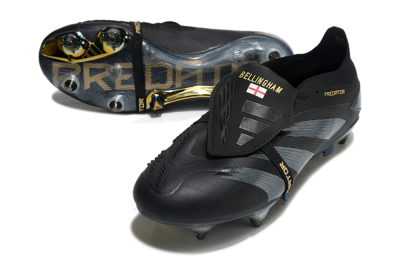 Men's Adidas Predator Elite Foldover Tongue SG Soft Ground Low-Tops Football Boots - Black/Silver/Gold