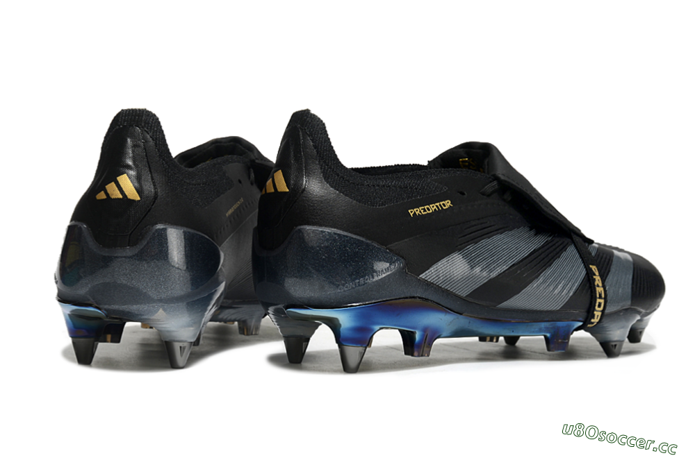 Men's Adidas Predator Elite Foldover Tongue SG Soft Ground Low-Tops Football Boots - Black/Silver/Gold 6