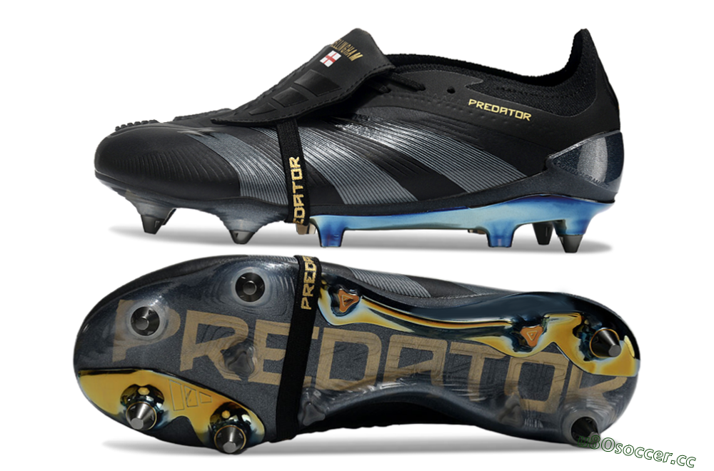 Men's Adidas Predator Elite Foldover Tongue SG Soft Ground Low-Tops Football Boots - Black/Silver/Gold 1
