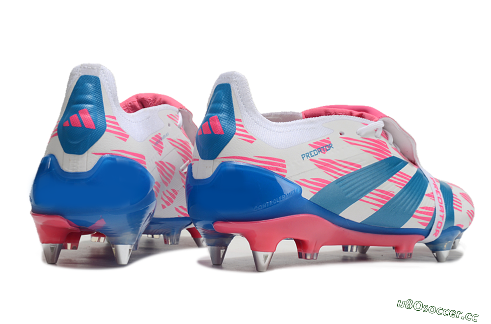 Men's Adidas Predator Elite Foldover Tongue SG Soft Ground Low-Tops Football Boots - White/Pink/Blue 5