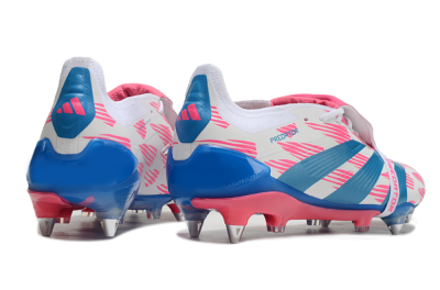 Men's Adidas Predator Elite Foldover Tongue SG Soft Ground Low-Tops Football Boots - White/Pink/Blue