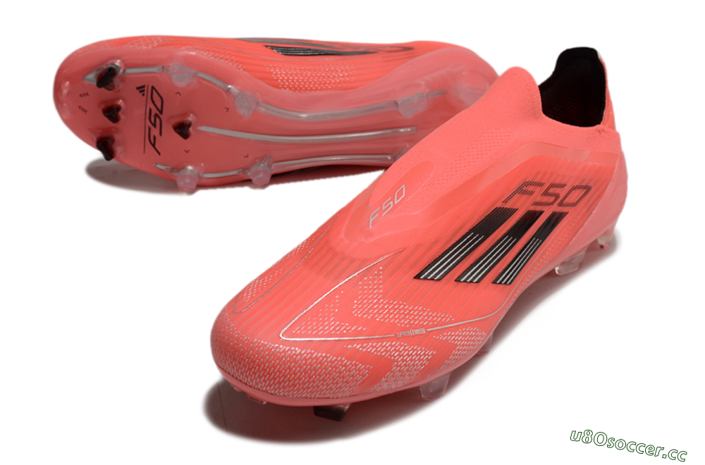 Men's Adidas F50 Elite Laceless FG Firm Ground Low-Tops Football Boots - Red/Black 3