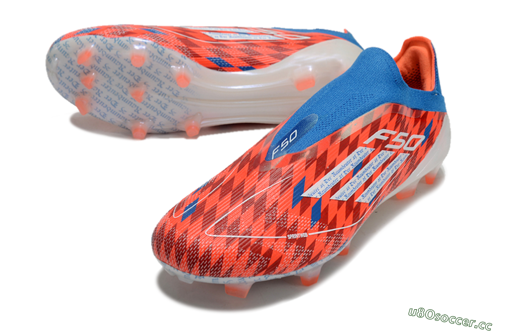 Men's Adidas F50 Elite Laceless FG Firm Ground Low-Tops Football Boots - Red/White/Blue 3