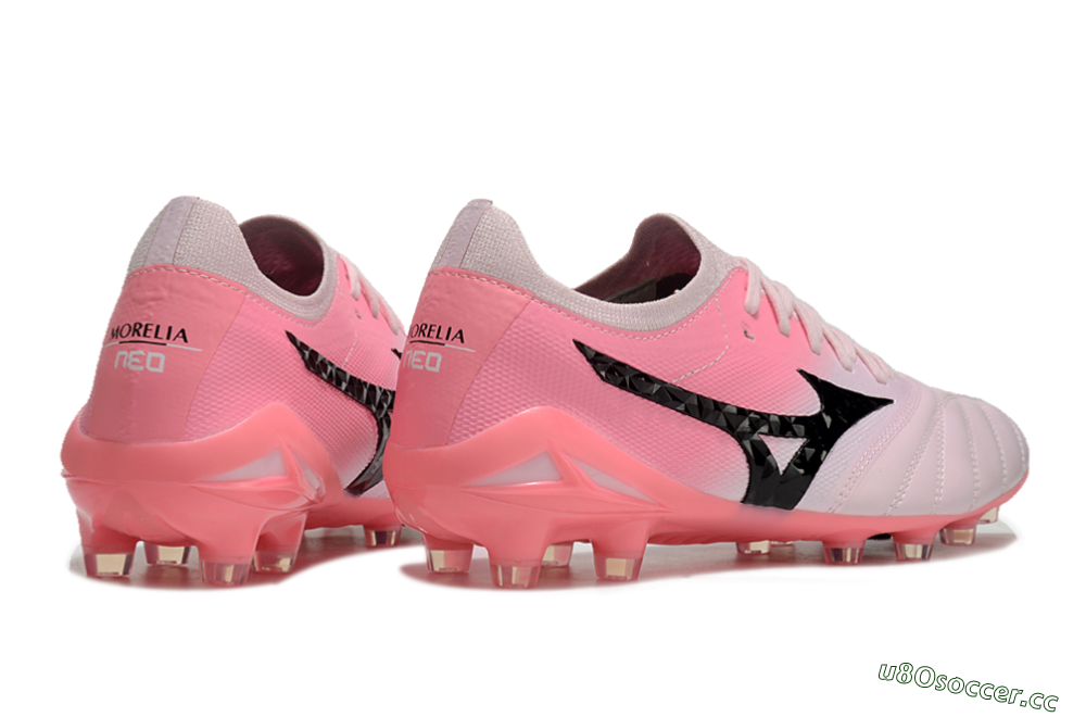 Men's Mizuno Morelia Neo 4 FG Firm Ground Low-Tops Football Boots - Pink/Black/White 6
