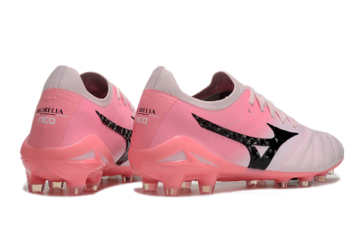 Men's Mizuno Morelia Neo 4 FG Firm Ground Low-Tops Football Boots - Pink/Black/White