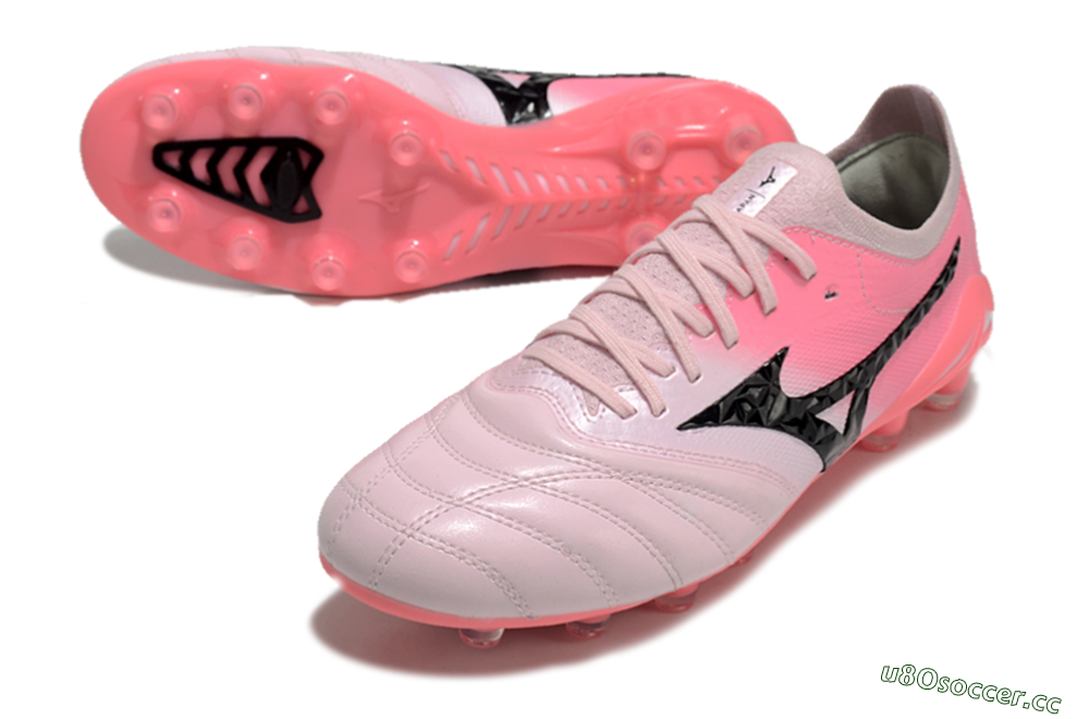 Men's Mizuno Morelia Neo 4 FG Firm Ground Low-Tops Football Boots - Pink/Black/White 3