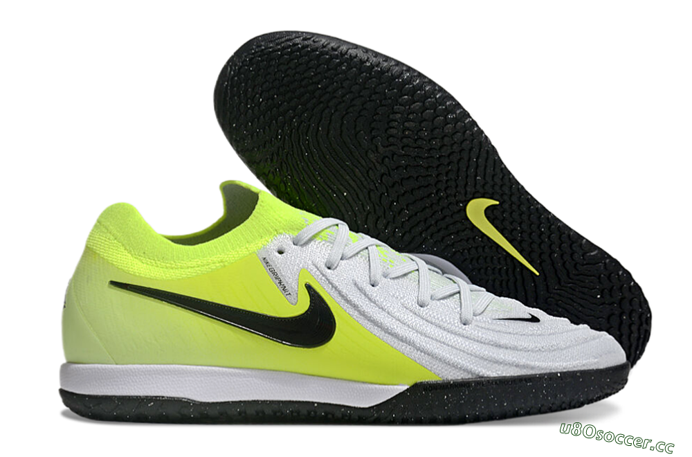 Men's Nike Phantom GX 2 Elite IC Indoor & Futsal Low-Tops Football Shoes - Grey/Black/Yellow 2