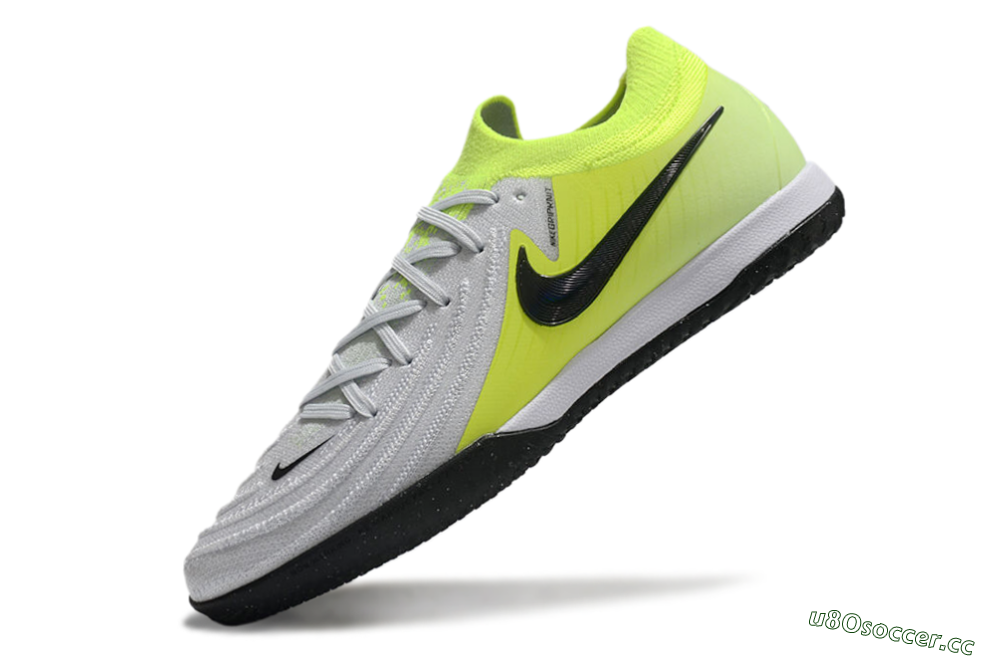 Men's Nike Phantom GX 2 Elite IC Indoor & Futsal Low-Tops Football Shoes - Grey/Black/Yellow 5