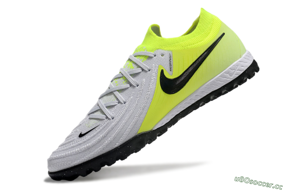 Men's Nike Phantom GX 2 Elite TF Artificial Turf Low-Tops Football Shoes - Grey/Black/Yellow 5