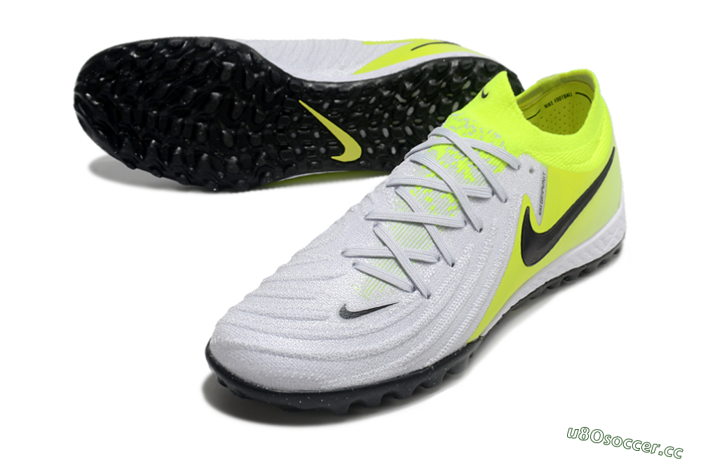 Men's Nike Phantom GX 2 Elite TF Artificial Turf Low-Tops Football Shoes - Grey/Black/Yellow 3