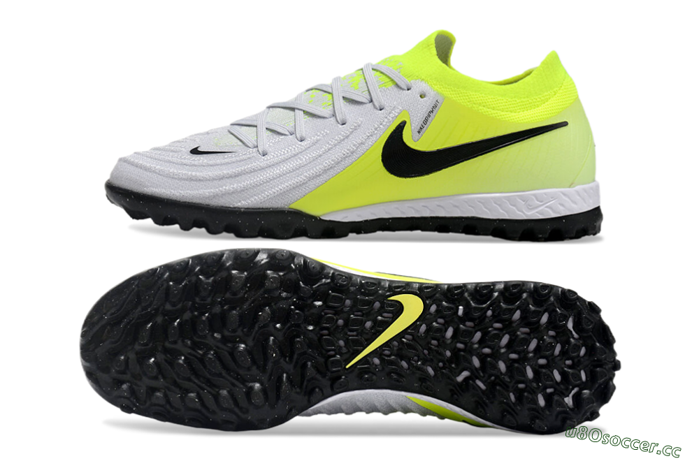 Men's Nike Phantom GX 2 Elite TF Artificial Turf Low-Tops Football Shoes - Grey/Black/Yellow 1
