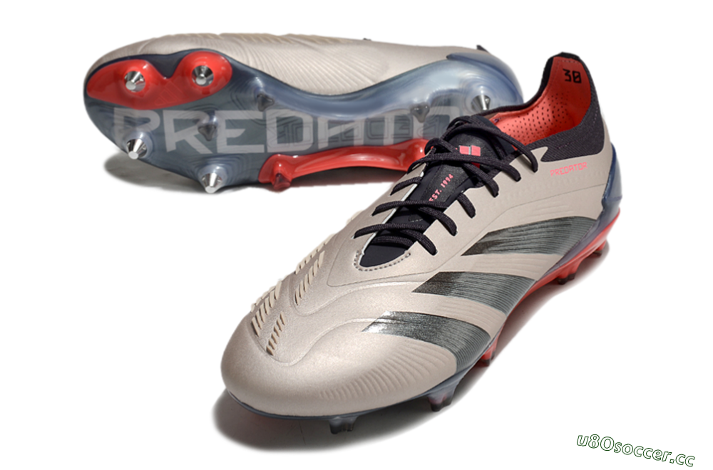 Men's Adidas Predator 24 Elite FG Firm Ground Low-Tops Football Boots - Gold/Blue/Red 3