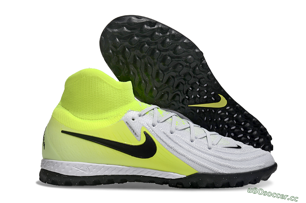 Men's Nike Phantom Luna Elite NU TF Artificial Turf High-Tops Football Shoes - Grey/Yellow/Black 2