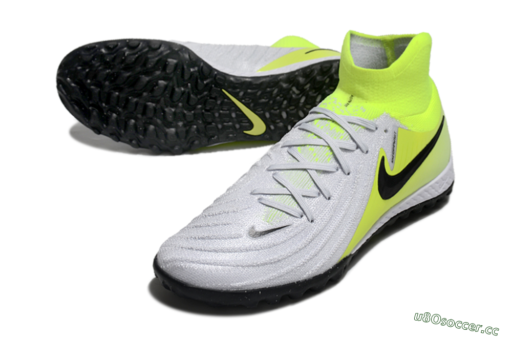 Men's Nike Phantom Luna Elite NU TF Artificial Turf High-Tops Football Shoes - Grey/Yellow/Black 3