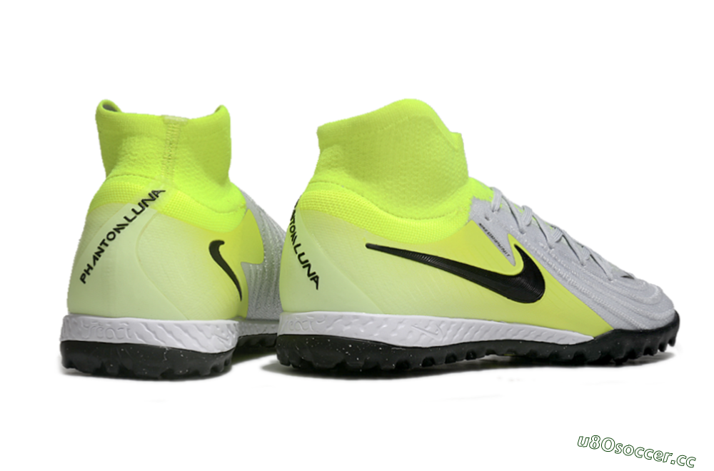 Men's Nike Phantom Luna Elite NU TF Artificial Turf High-Tops Football Shoes - Grey/Yellow/Black 6