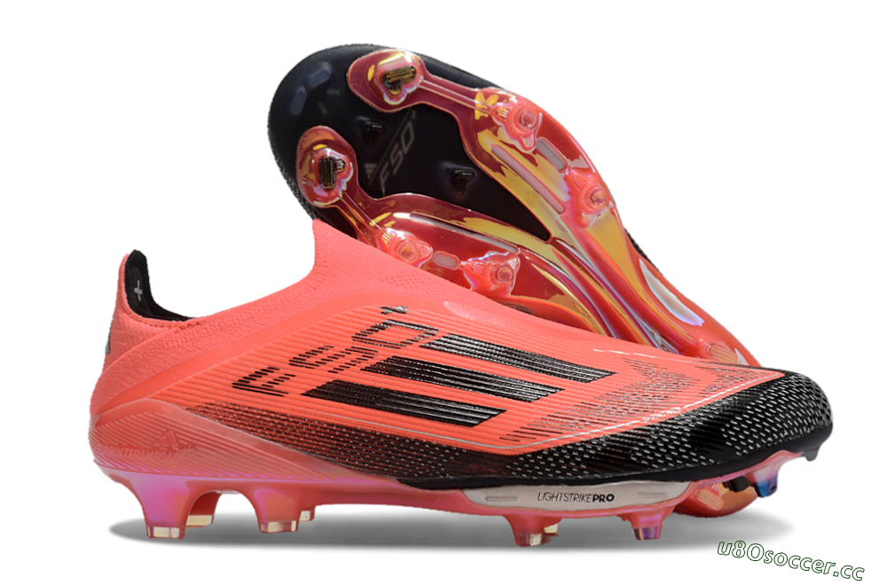 Unisex Adidas F50+ Lightstrike Pro Laceless FG Firm Ground Low-Tops Football Boots - Red/Black/Silver 2