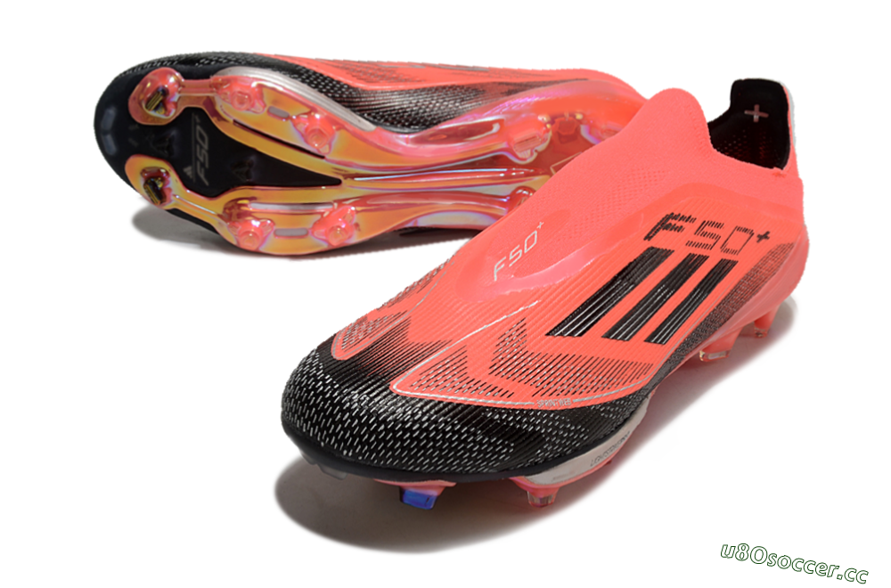 Unisex Adidas F50+ Lightstrike Pro Laceless FG Firm Ground Low-Tops Football Boots - Red/Black/Silver 3