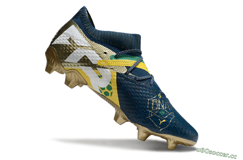 Men's Puma x Neymar Future 7 Ultimate bna FG Firm Ground Low-Tops Football Boots - Blue/Yellow/Green 4