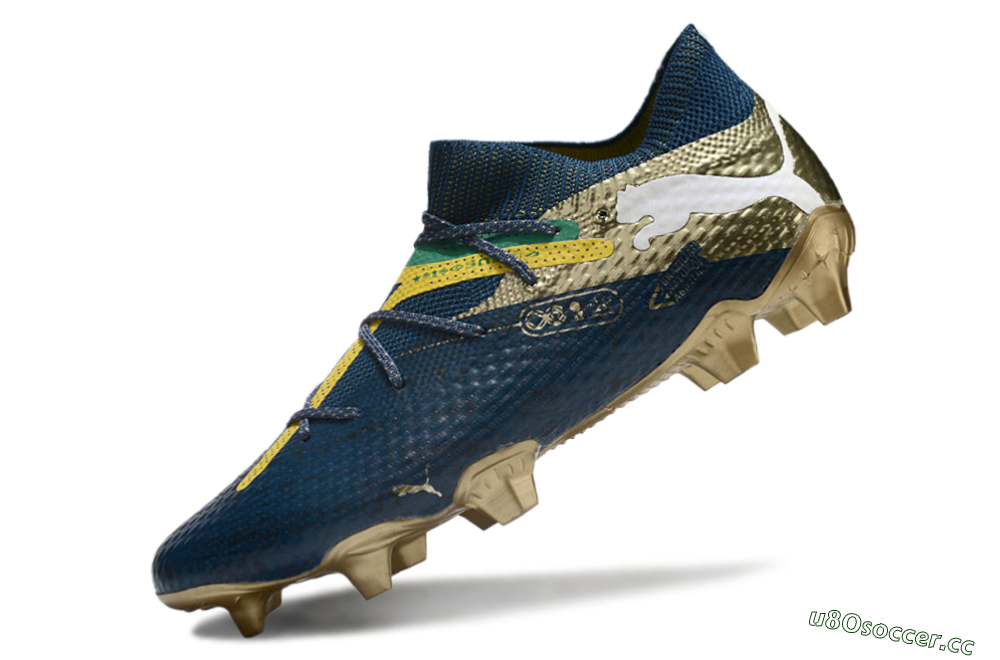 Men's Puma x Neymar Future 7 Ultimate bna FG Firm Ground Low-Tops Football Boots - Blue/Yellow/Green 5