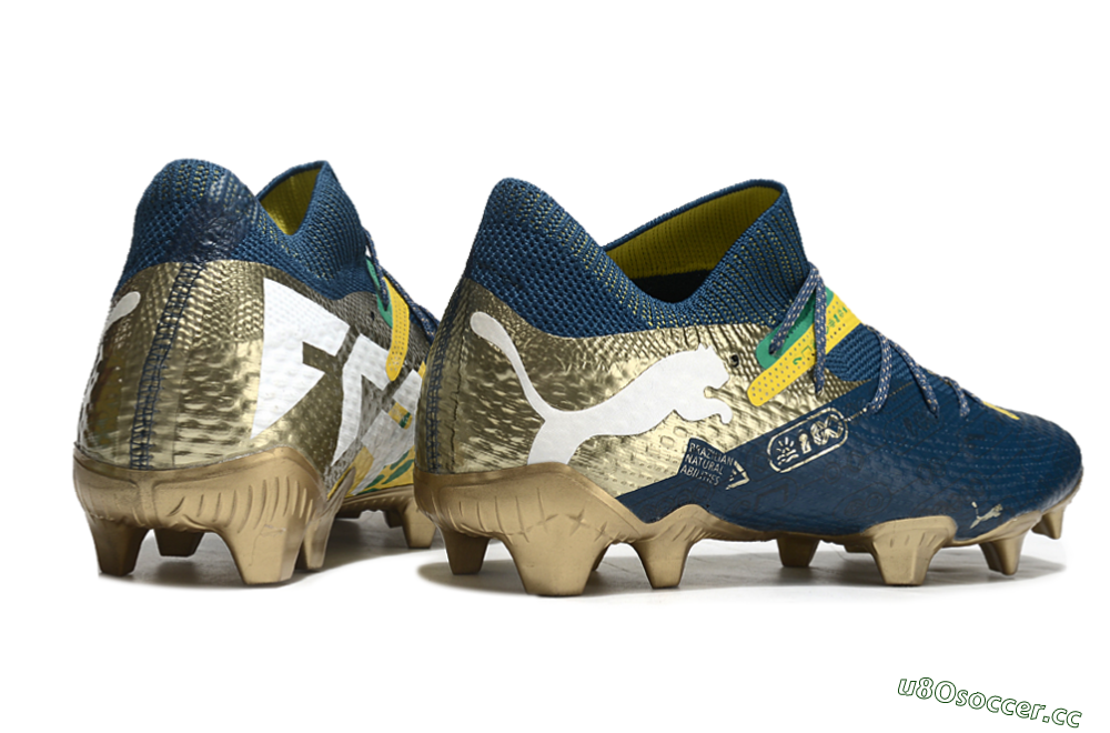 Men's Puma x Neymar Future 7 Ultimate bna FG Firm Ground Low-Tops Football Boots - Blue/Yellow/Green 6